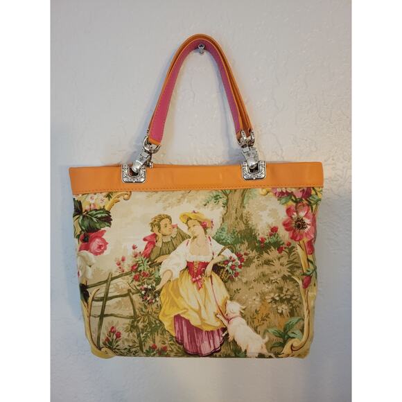 Brighton Jodi Leather Handbag Purse‎ Orange Reversible French Country Romantic - Picture 15 of 16